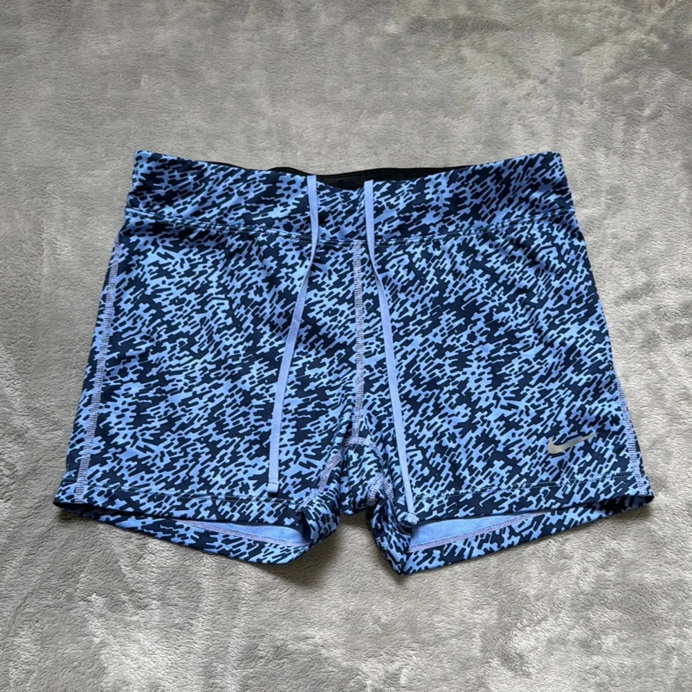 Nike Blue and Black Patterned Dri-Fit Shorts